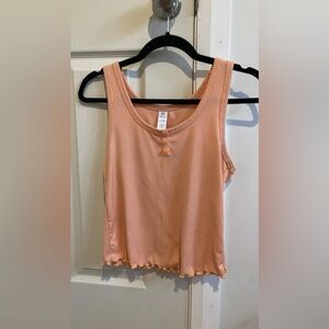George Orange Pink Ruffled Crop Tank Top Small